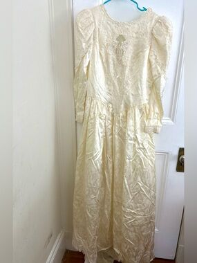 VTG Jessica McClintock Vanilla Lace Dress Victorian Style Size M